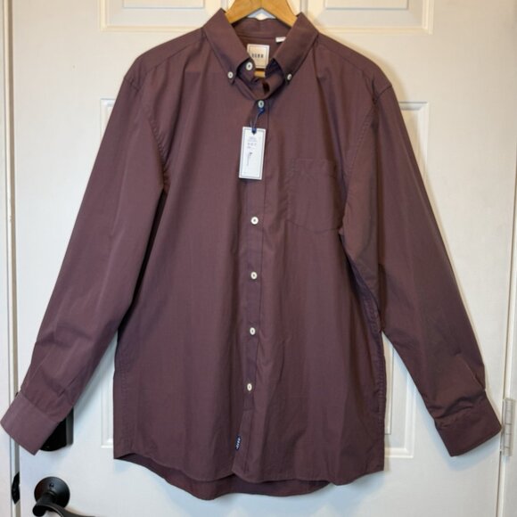 ROWM Men's Long Sleeve Shirt Cotton Small Plaid Purple/Blue - Sz L NWT - Picture 1 of 14